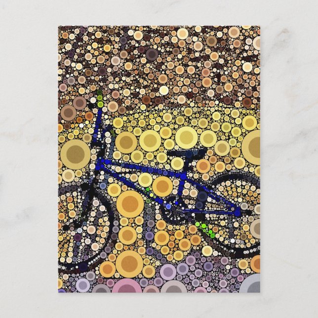 Cool Blue Bike Concentric Circle Mosaic Pattern Postcard (Front)