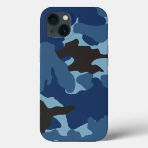 Cool Blue Camo Military Camouflage Background iPhone 13 Case
