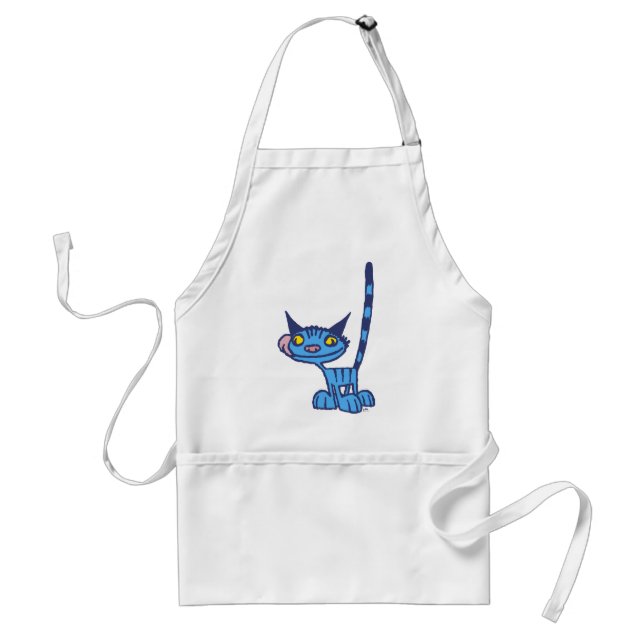 Cool Blue Cat cartoon cooking apron (Front)