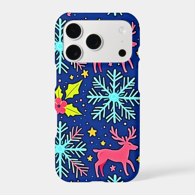 Cool Blue Christmas Reindeer Pattern Design (Back)
