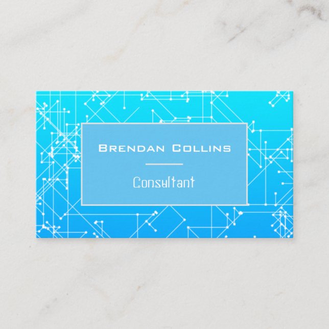 Cool Blue Communication Network Connections Business Card (Front)