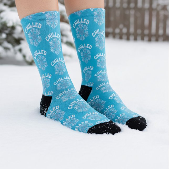 Cool Blue Custom Chilled Snowflake Socks (For extra chill - put them in the fridge before you wear them. Perfect stocking stuffer)