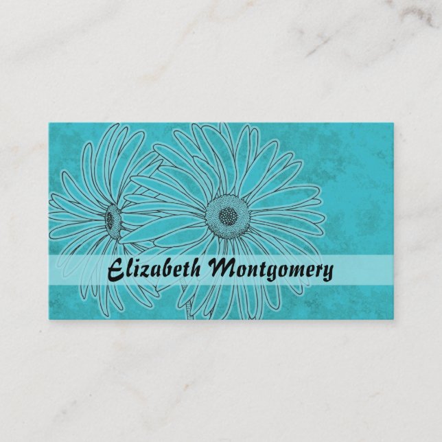 Cool Blue Daisy Spa Appointment Business Card (Front)