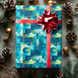 Cool Blue Elegance: Customisable Abstract Gift Wra Wrapping Paper