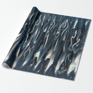 Cool Blue Flames Wrapping Paper