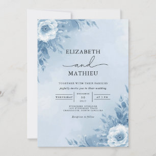 Cool Blue Floral Archway Wedding Invitation