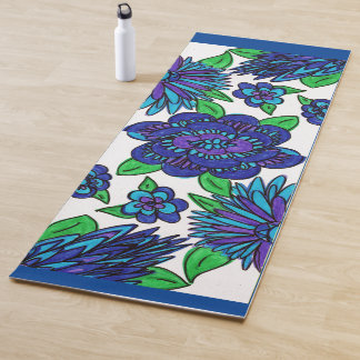 Cool Blue Flowers Yoga Mat