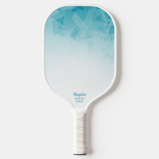 Cool Blue Geometric Gradient Custom Name Text  Pickleball Paddle (Front)