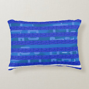 Cool Blue Geometric Stripes Decorative Cushion