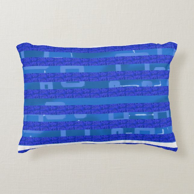 Cool Blue Geometric Stripes Decorative Cushion (Front)