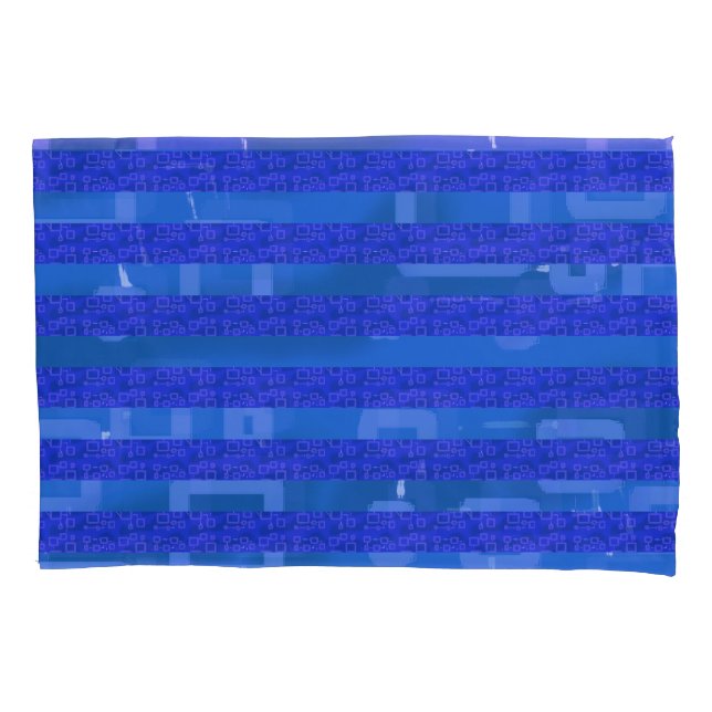Cool Blue Geometric Stripes Pillowcase (Front)
