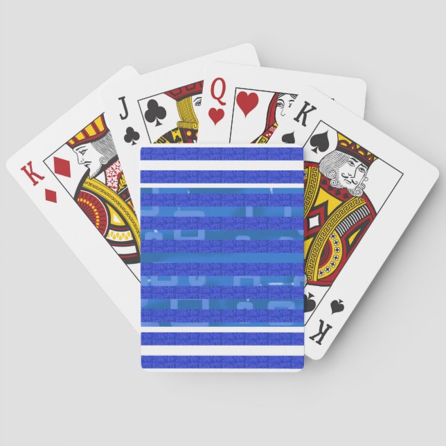 Cool Blue Geometric Stripes Playing Cards (Back)
