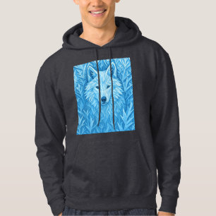 Cool Blue Geometric Wolf Low Poly Abstract Premium Hoodie