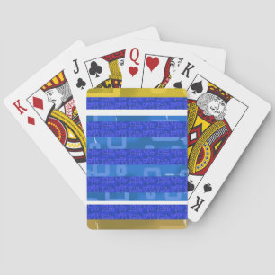 Cool Blue Gold Geometric Stripes Playing Cards