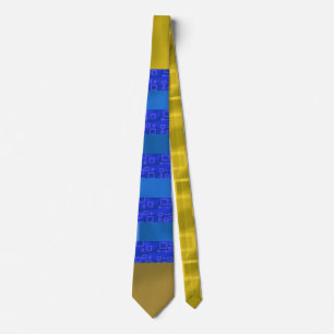 Cool Blue Gold Geometric Stripes Tie
