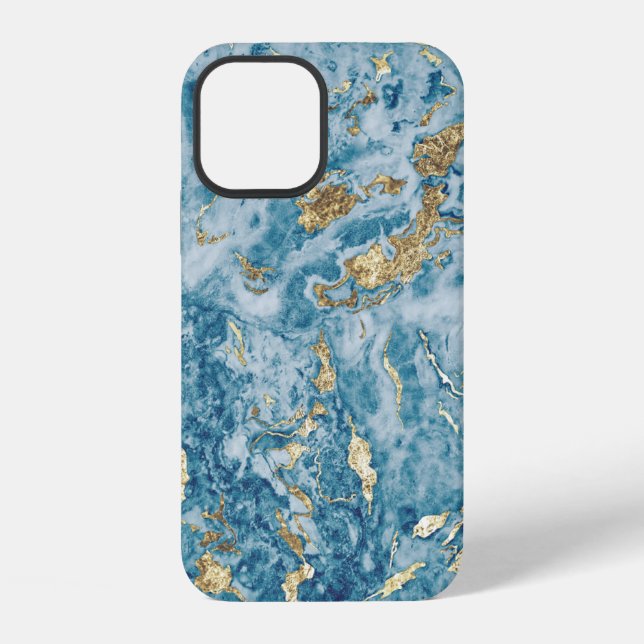 Cool Blue Gold Stone Unique iPhone Case (Back)