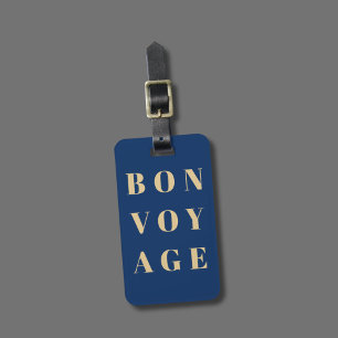 Cool Blue Golden Yellow Bold Bon Voyage  Luggage Tag