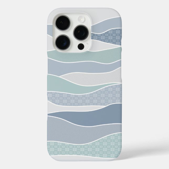 Cool Blue Green Curved Stripes Abstract Waves Case-Mate iPhone Case (Back)