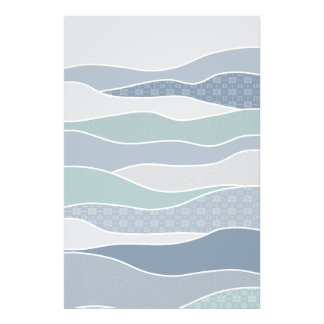 Cool Blue Green Curved Stripes Abstract Waves Photo Print