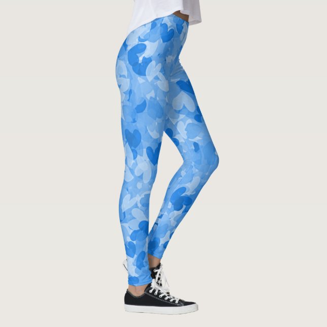 cool blue hearts pattern girls fashion blue womens leggings (Right)