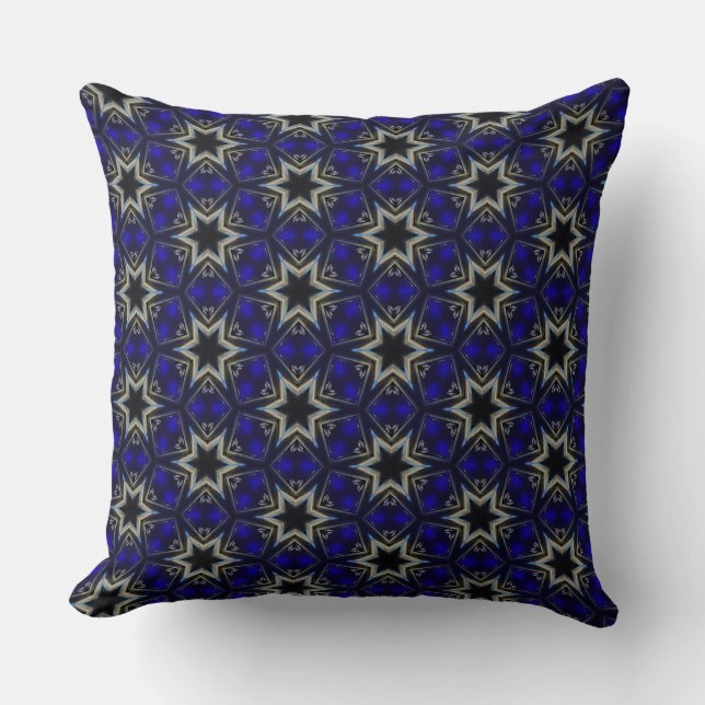 Cool Blue Ice Square with Star Design Throw Pillow (Front)
