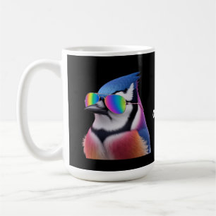 Cool Blue Jay Bird Wearing Sunglasses Retro Coffee Mug