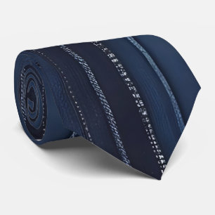 Cool Blue Jean Stripe Neck Tie