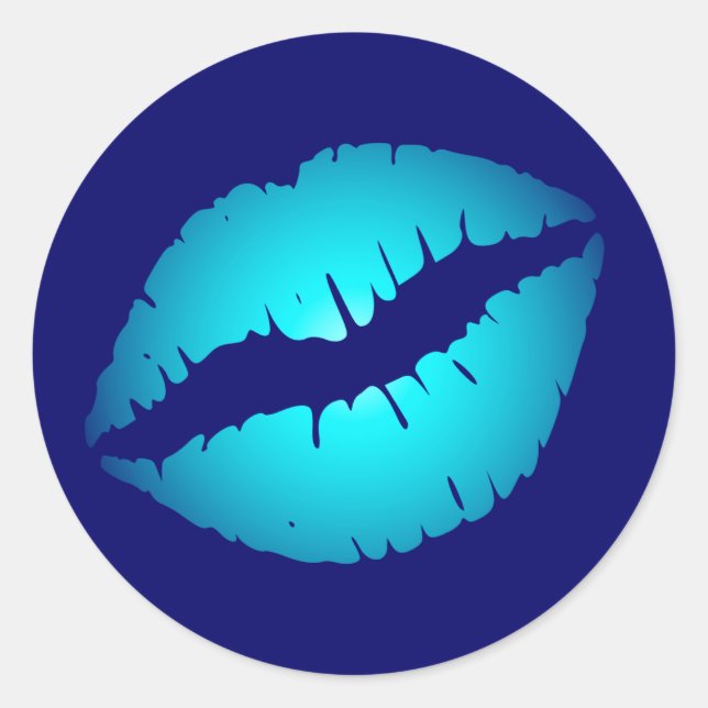 Cool Blue Kiss Classic Round Sticker (Front)