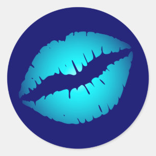 Cool Blue Kiss Classic Round Sticker