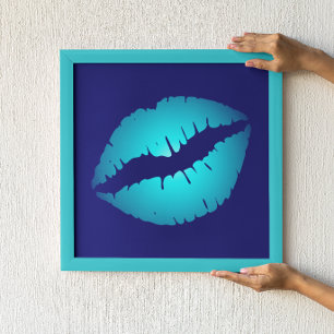 Cool Blue Kiss Poster