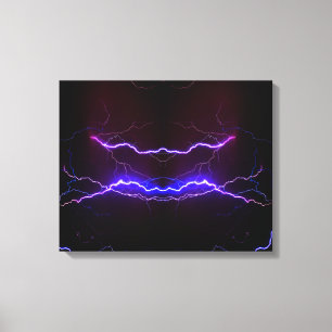 Cool blue lightning storm canvas print