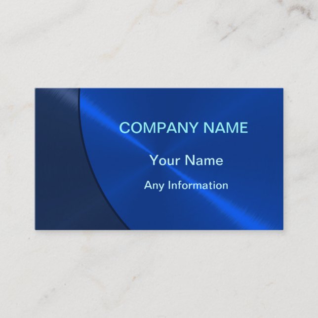 Cool Blue Luxury Metal Business Cards (Front)