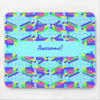 Cool Blue Memphis Customizable Triangle Pattern Mouse Mat