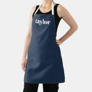 Cool Blue Modern Minimalist Trendy Personalized Apron