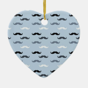 Cool Blue Moustaches Ceramic Tree Decoration