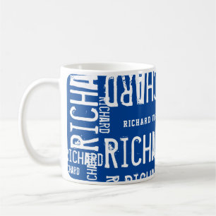 Cool Blue Mug Modern Name Pattern