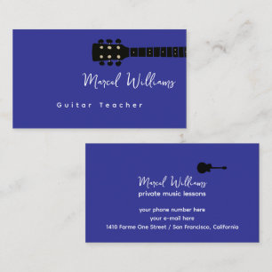 Cool Blue Music Business Card for Guitar Teachers