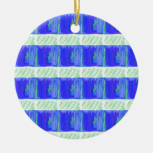 Cool Blue Nautical Abstract  Ceramic Tree Decoration