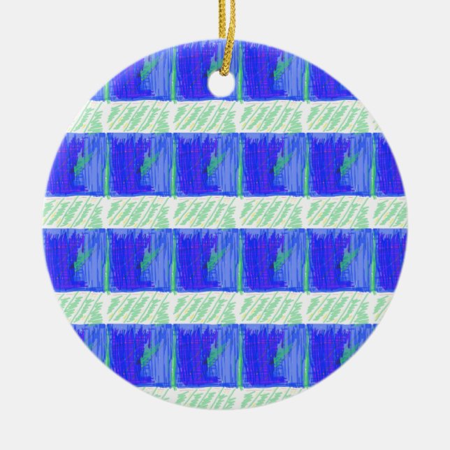 Cool Blue Nautical Abstract  Ceramic Tree Decoration (Front)
