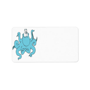 cool blue octopus cartoon character label