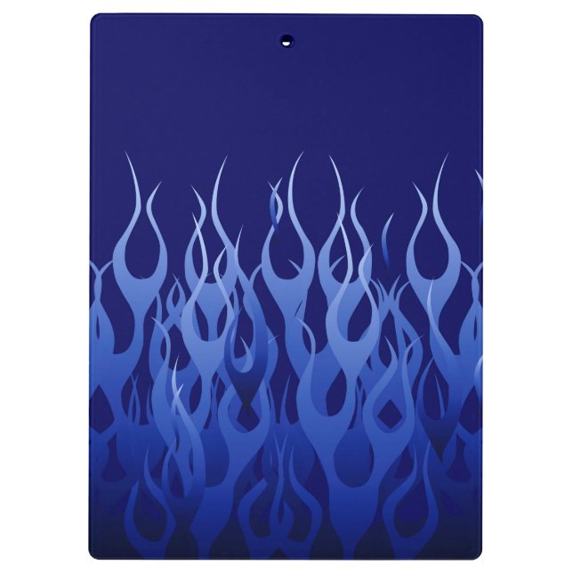 Cool Blue on Blue Racing Flames decorative Clipboard (Back)