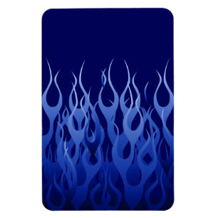 Cool Blue on Blue Racing Flames decorative Magnet