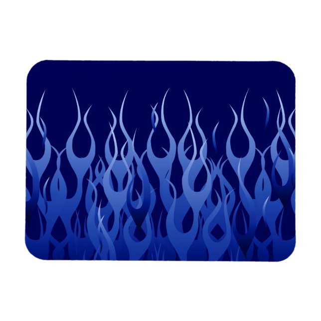 Cool Blue on Blue Racing Flames decorative Magnet (Horizontal)