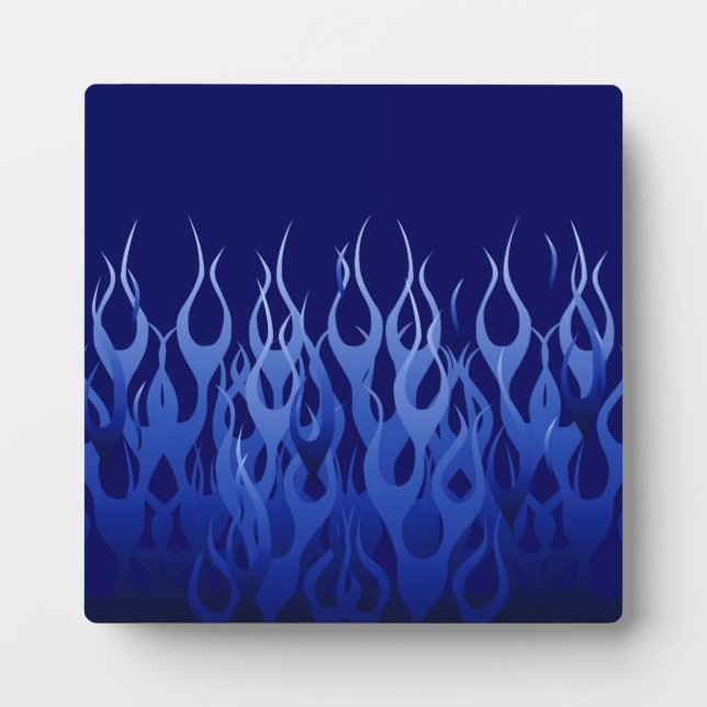 Cool Blue on Blue Racing Flames decorative Plaque (Front)