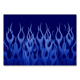 Cool Blue on Blue Racing Flames decorative Table Number