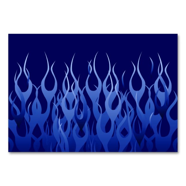 Cool Blue on Blue Racing Flames decorative Table Number (Front)