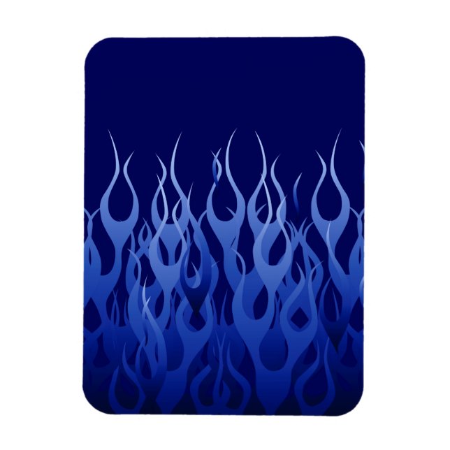 Cool Blue on Blue Racing Flames Magnet (Vertical)