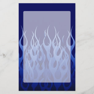 Cool Blue on Blue Racing Flames Stationery