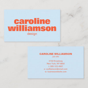 Cool Blue Orange Modern Aesthetic Bold Name Business Card