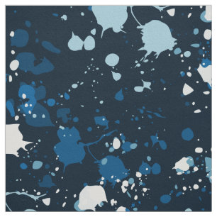 Cool Blue Paint Splatter Fabric